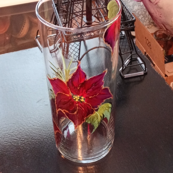 Hand Painted Clear Glass Vase